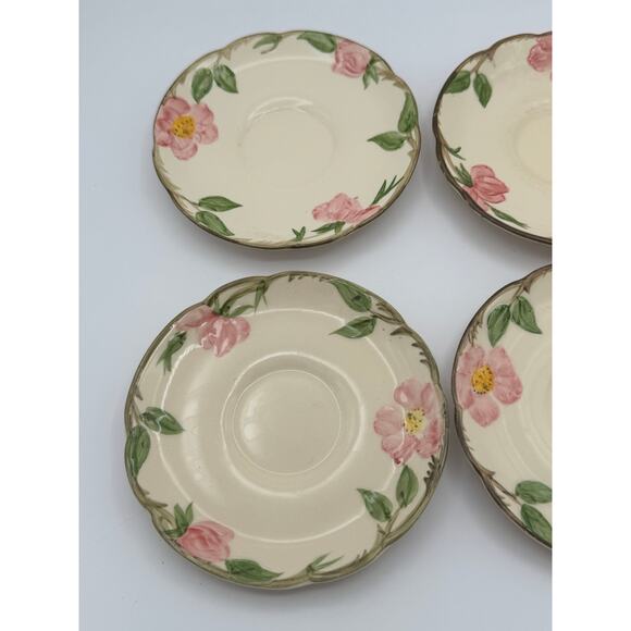 Vintage Franciscan "Desert Rose" China Saucer Set of 4 - Picture 3 of 5